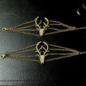 Set of 2! Deer stag chain bracelets